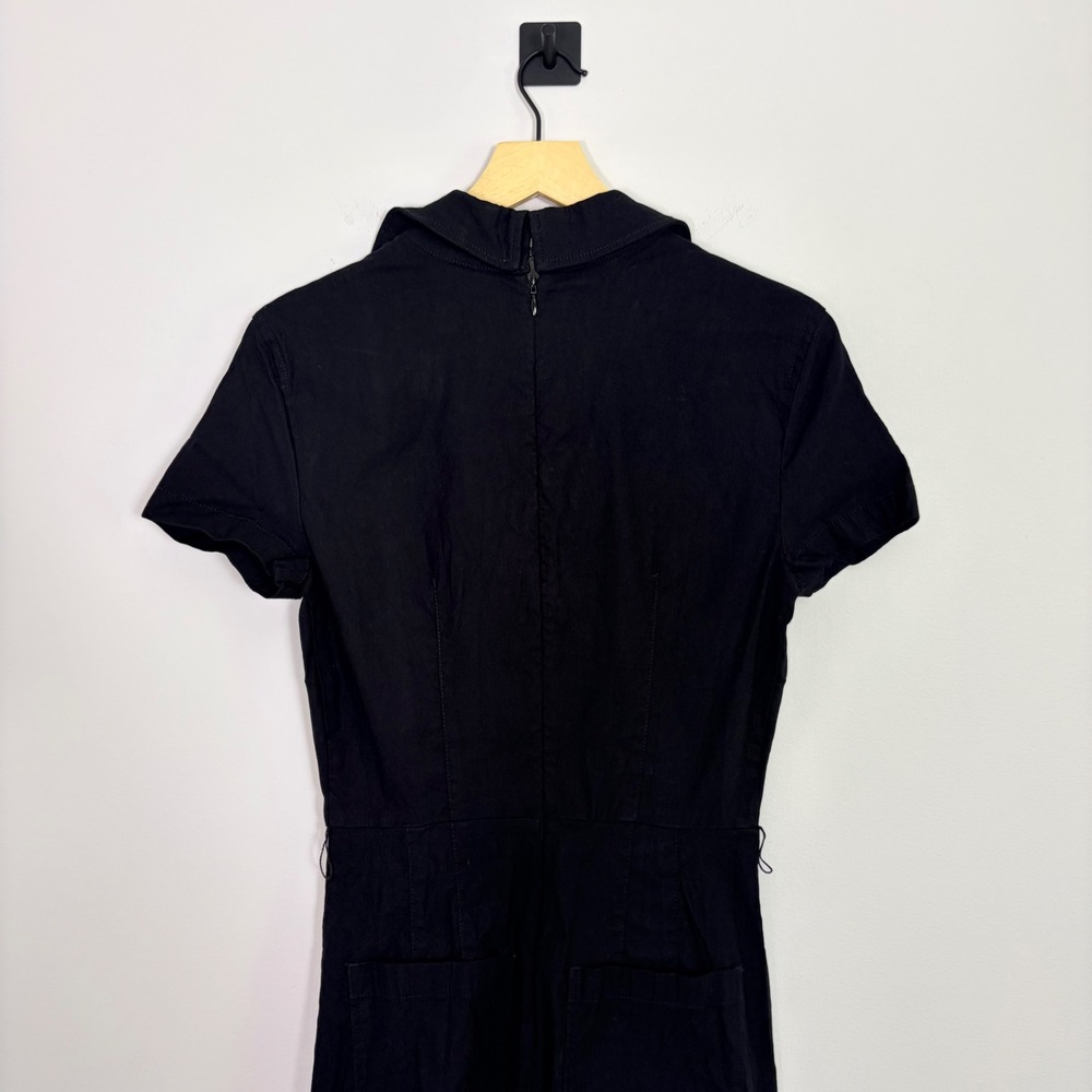 Maeve Anthropologie The Colette Linen Blend Wrap Jumpsuit Black 6 Wide Leg - Picture 7 of 10
